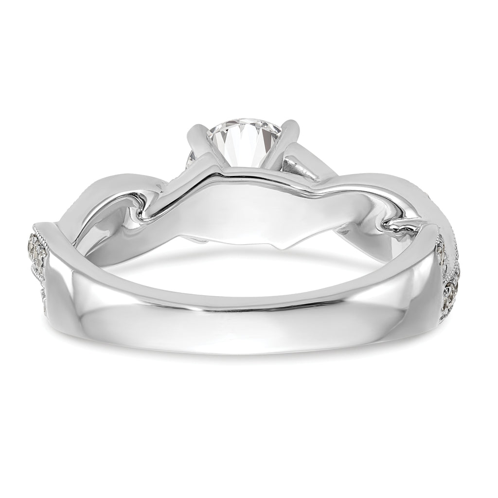 14k White Gold Criss-Cross Peg Set 3/8 carat Diamond Semi-mount Engagement Ring