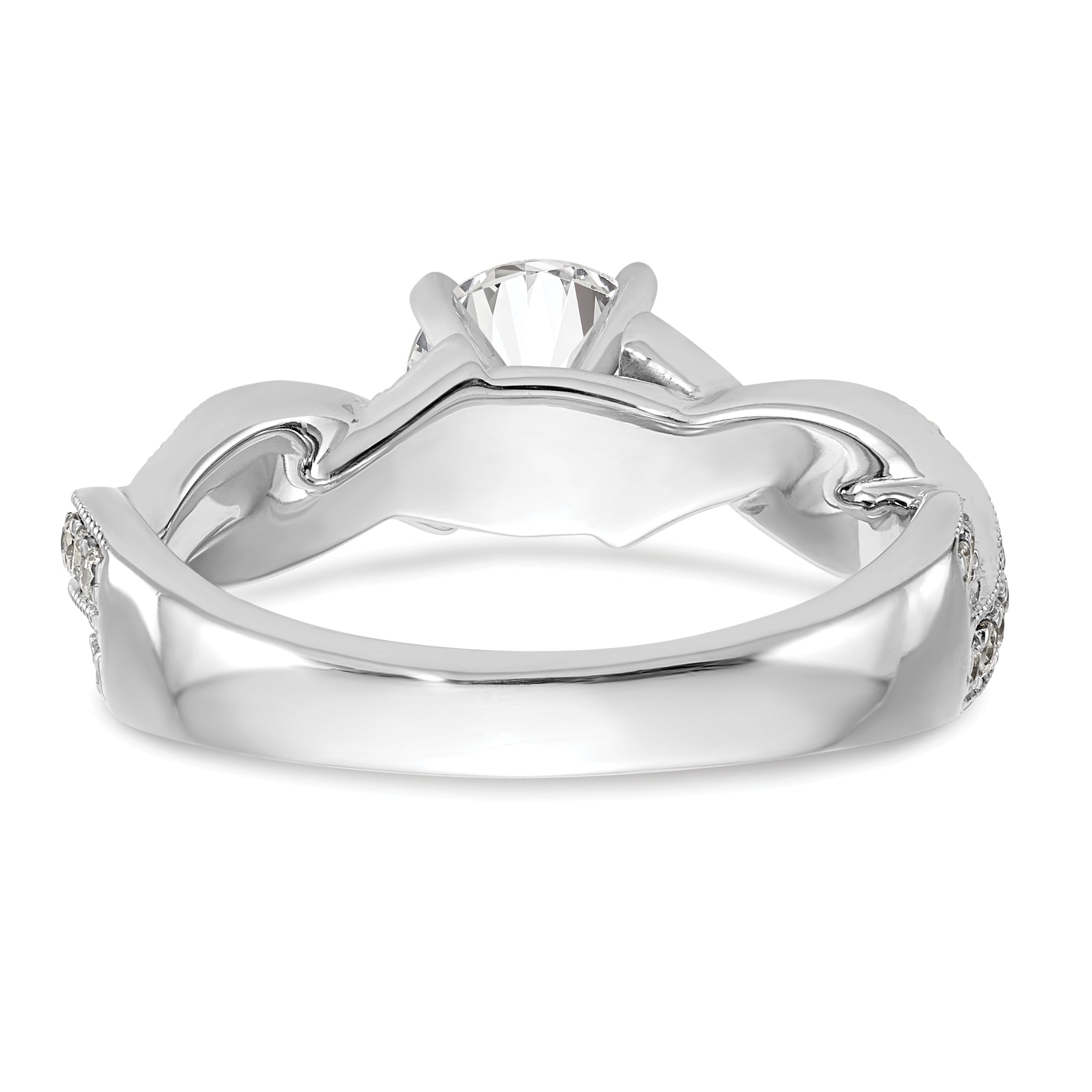 14k White Gold Criss-Cross Peg Set 3/8 carat Diamond Semi-mount Engagement Ring