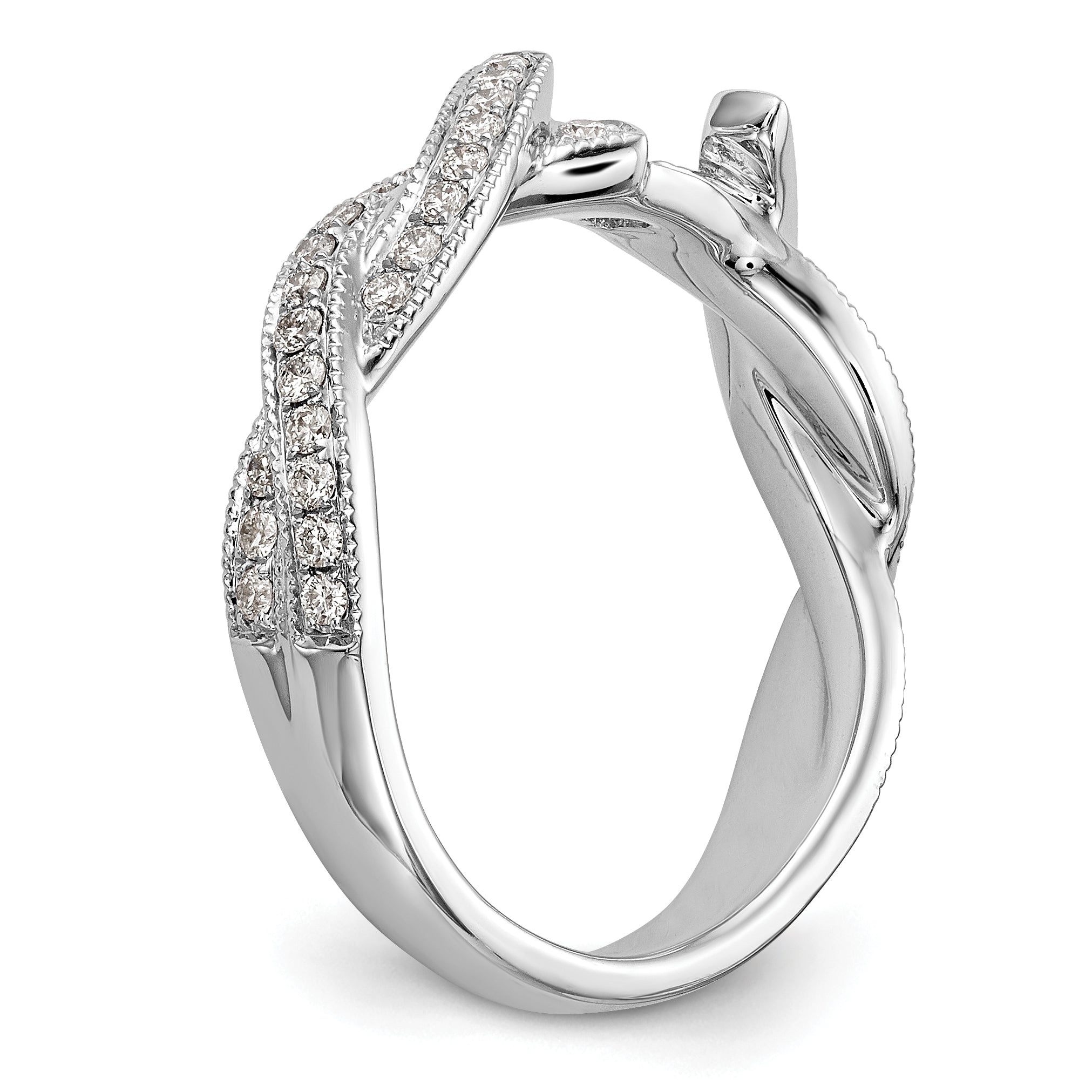 14k White Gold Criss-Cross Peg Set 3/8 carat Diamond Semi-mount Engagement Ring