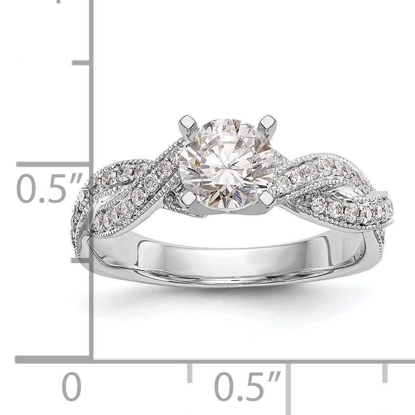 14k White Gold Criss-Cross Peg Set 3/8 carat Diamond Semi-mount Engagement Ring