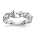 14k White Gold Criss-Cross Peg Set 3/8 carat Diamond Semi-mount Engagement Ring
