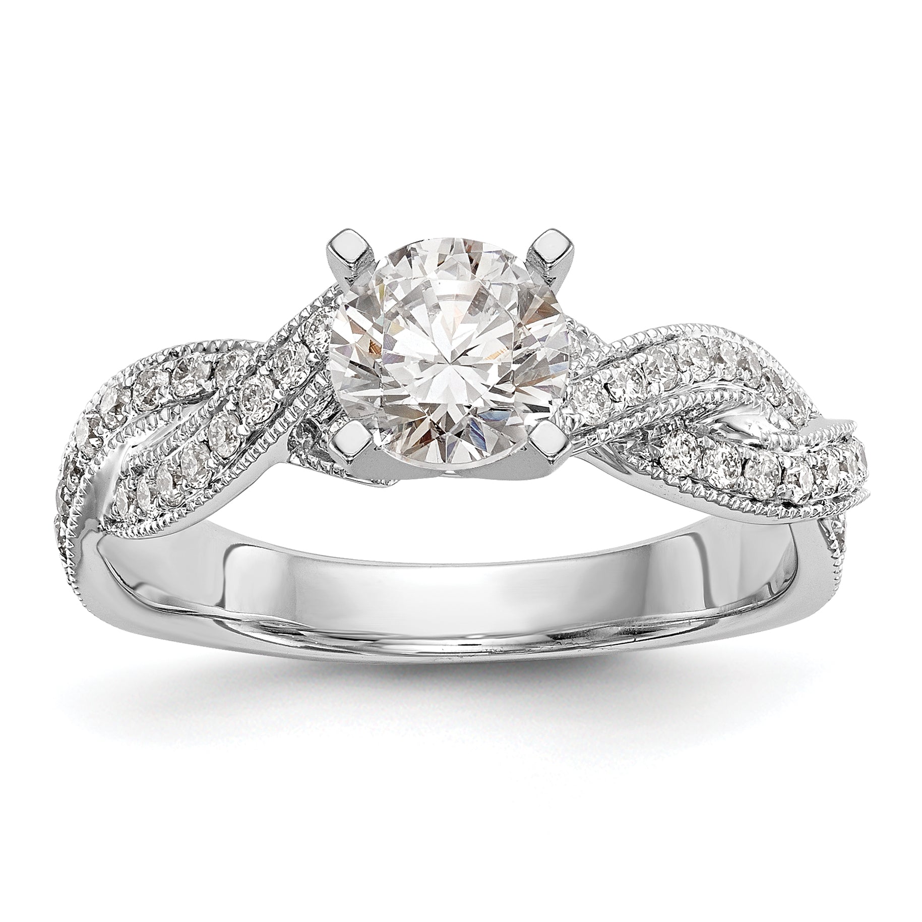 14k White Gold Criss-Cross Peg Set 3/8 carat Diamond Semi-mount Engagement Ring Main image