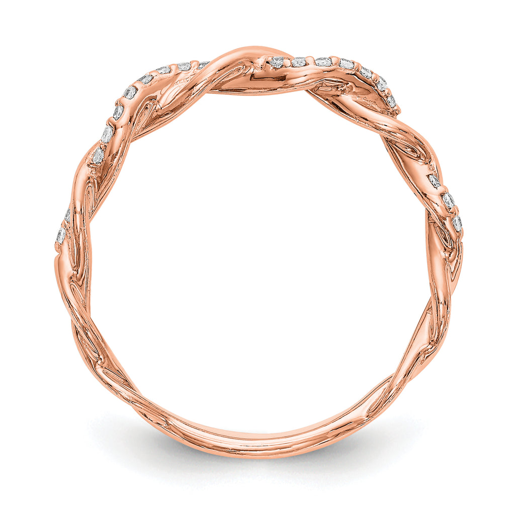 14k Rose Gold 1/8 carat Lab Grown Diamond VS/SI+ G+ Complete Criss Cross Wedding Band