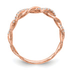 14k Rose Gold 1/8 carat Lab Grown Diamond VS/SI+ G+ Complete Criss Cross Wedding Band