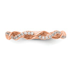 14k Rose Gold 1/8 carat Lab Grown Diamond VS/SI+ G+ Complete Criss Cross Wedding Band