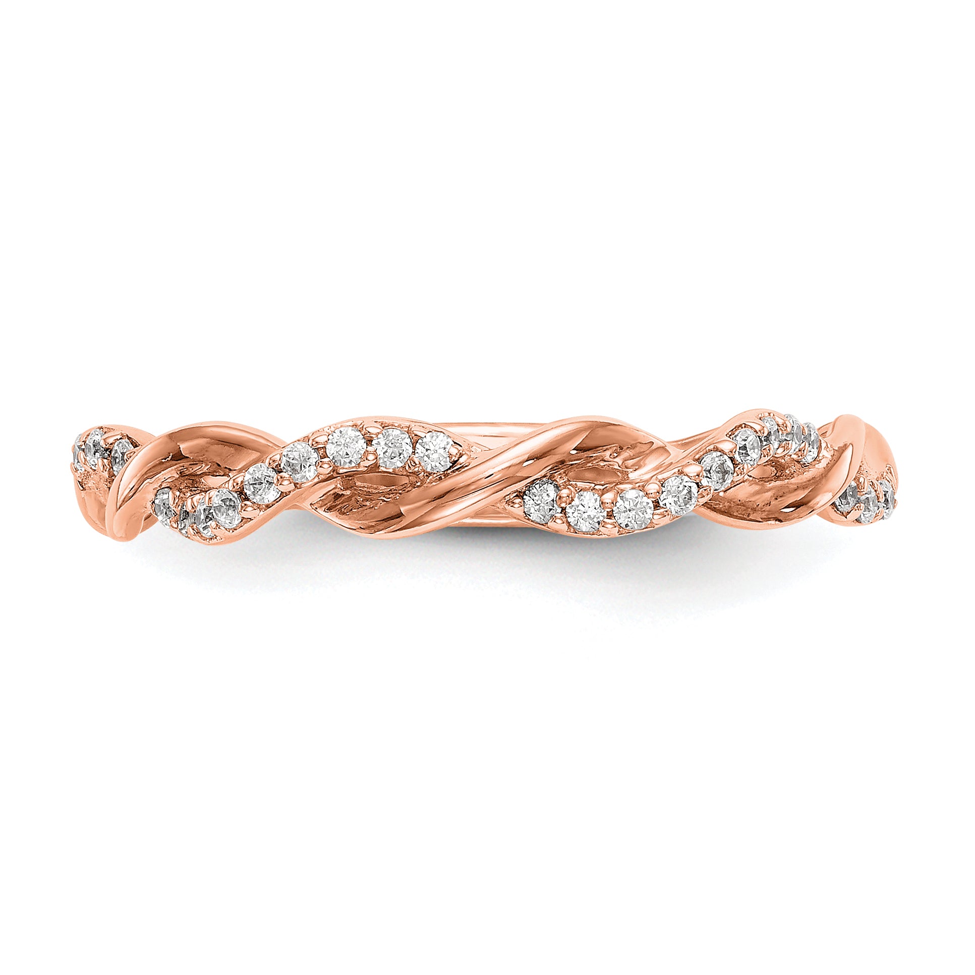 14k Rose Gold 1/8 carat Lab Grown Diamond VS/SI+ G+ Complete Criss Cross Wedding Band