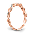 14k Rose Gold 1/8 carat Lab Grown Diamond VS/SI+ G+ Complete Criss Cross Wedding Band