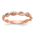 14k Rose Gold 1/8 carat Lab Grown Diamond VS/SI+ G+ Complete Criss Cross Wedding Band