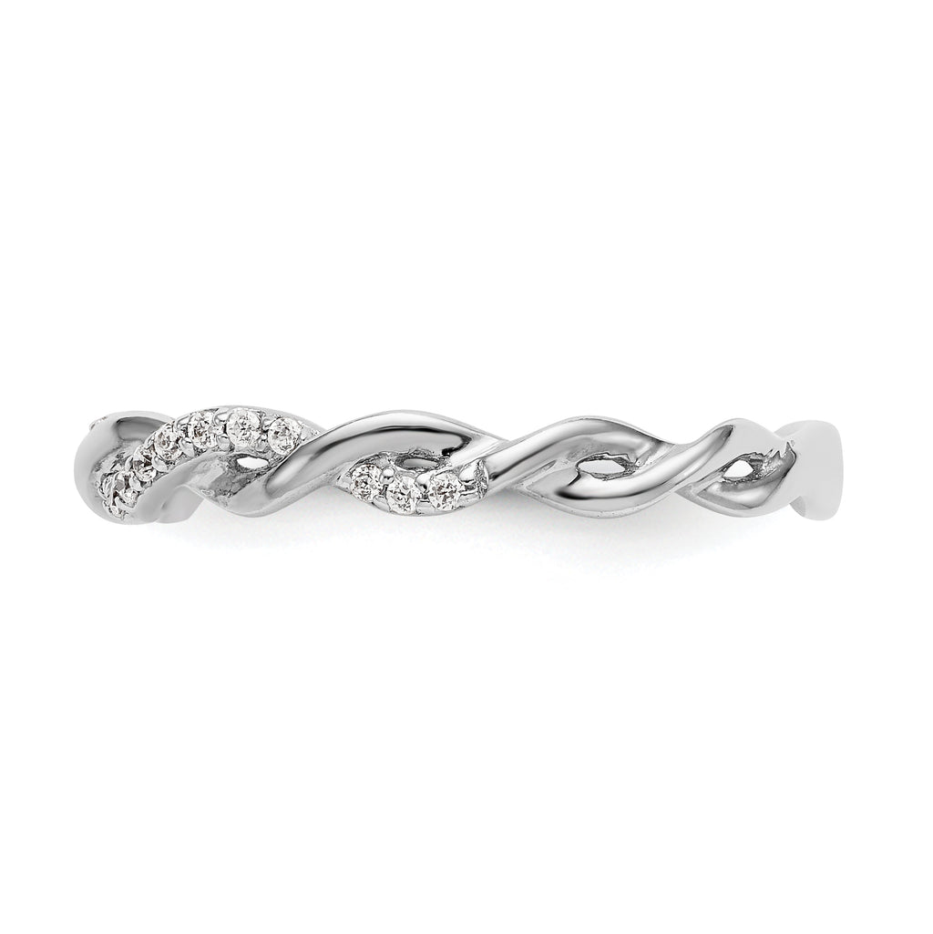 14k White Gold 1/8 carat Lab Grown Diamond VS/SI+ G+ Complete Criss Cross Wedding Band