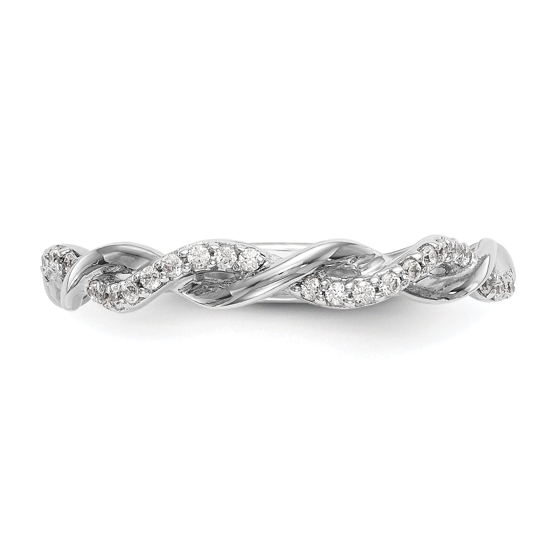14k White Gold 1/8 carat Lab Grown Diamond VS/SI+ G+ Complete Criss Cross Wedding Band