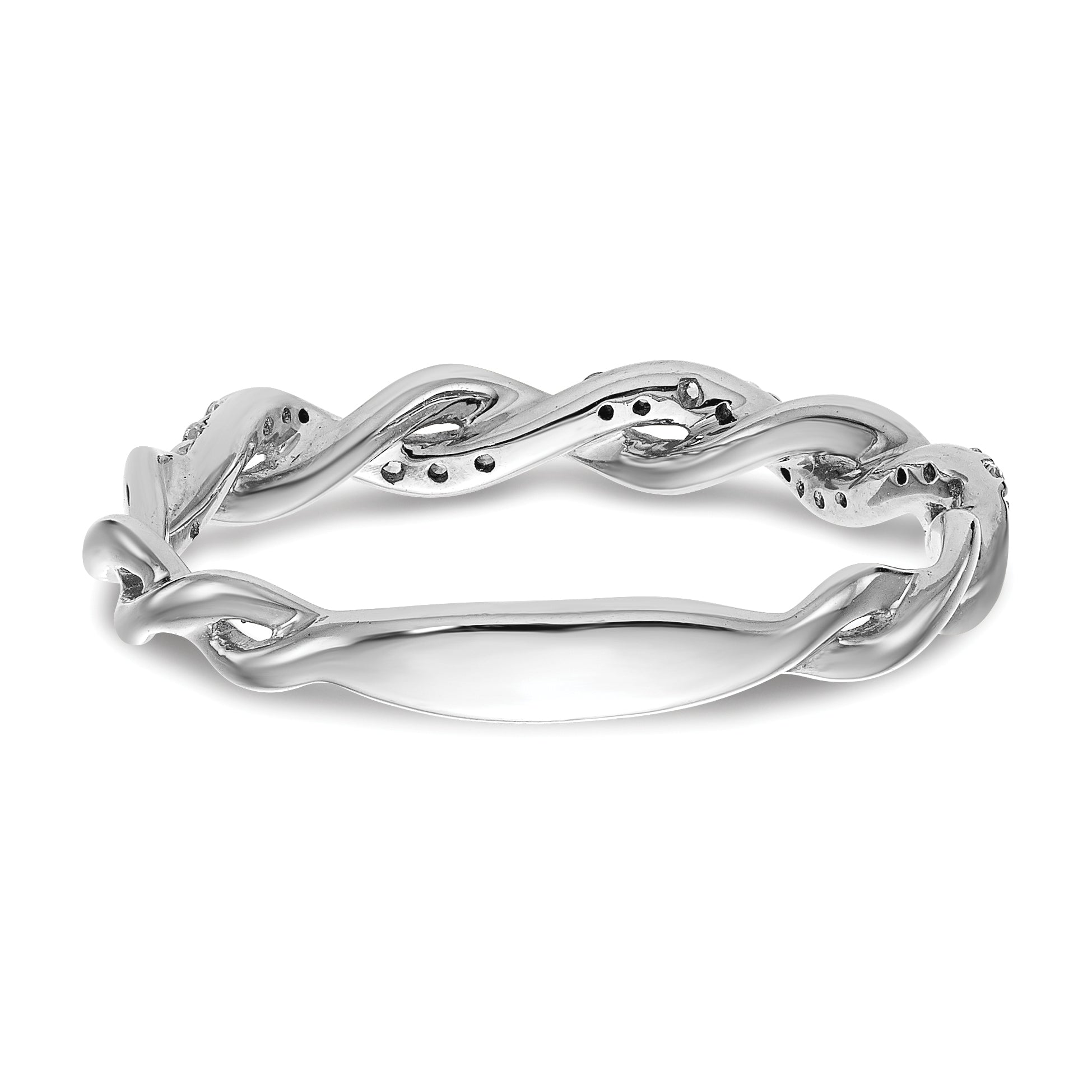 14k White Gold 1/8 carat Lab Grown Diamond VS/SI+ G+ Complete Criss Cross Wedding Band