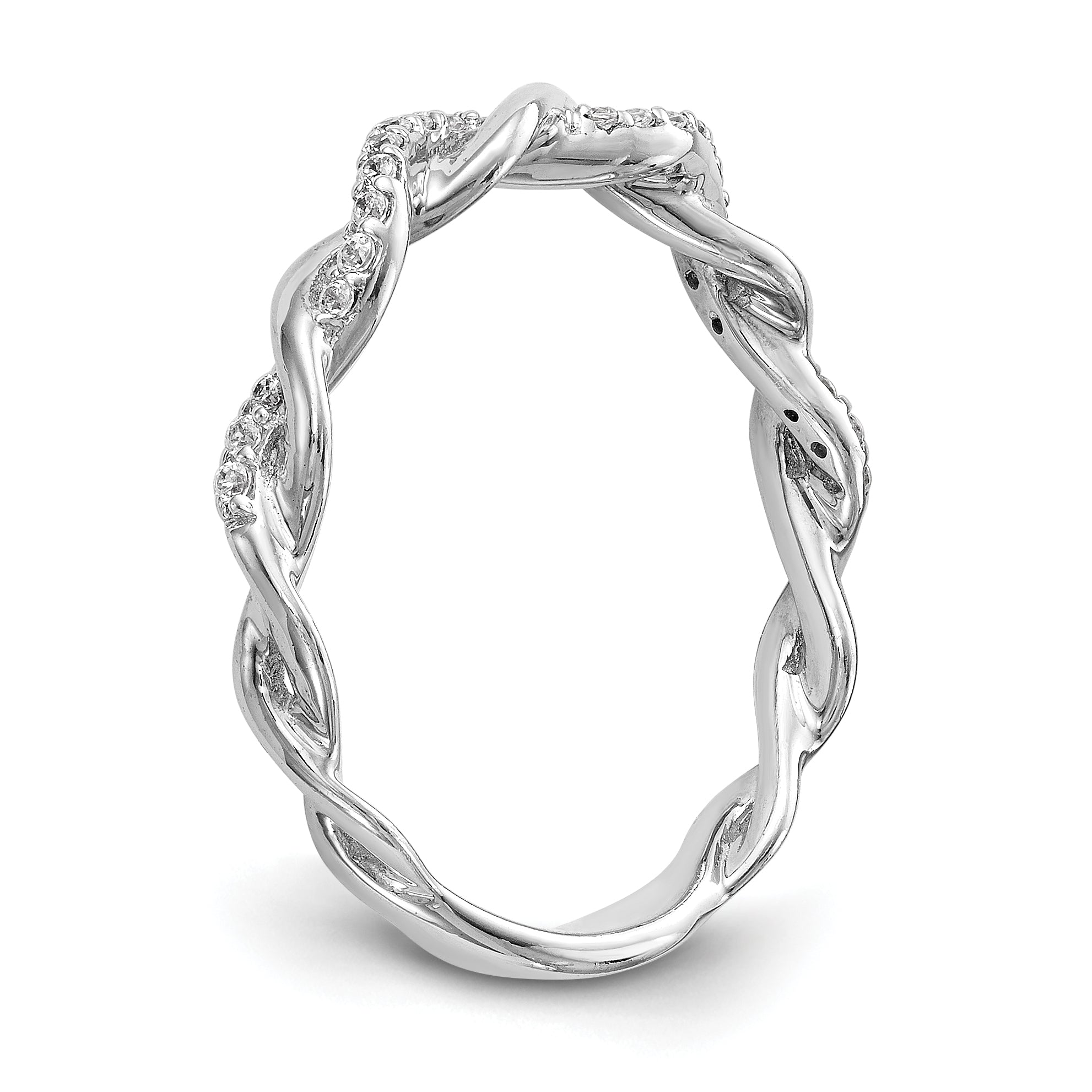 14k White Gold 1/8 carat Lab Grown Diamond VS/SI+ G+ Complete Criss Cross Wedding Band