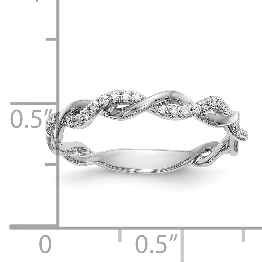 14k White Gold 1/8 carat Lab Grown Diamond VS/SI+ G+ Complete Criss Cross Wedding Band