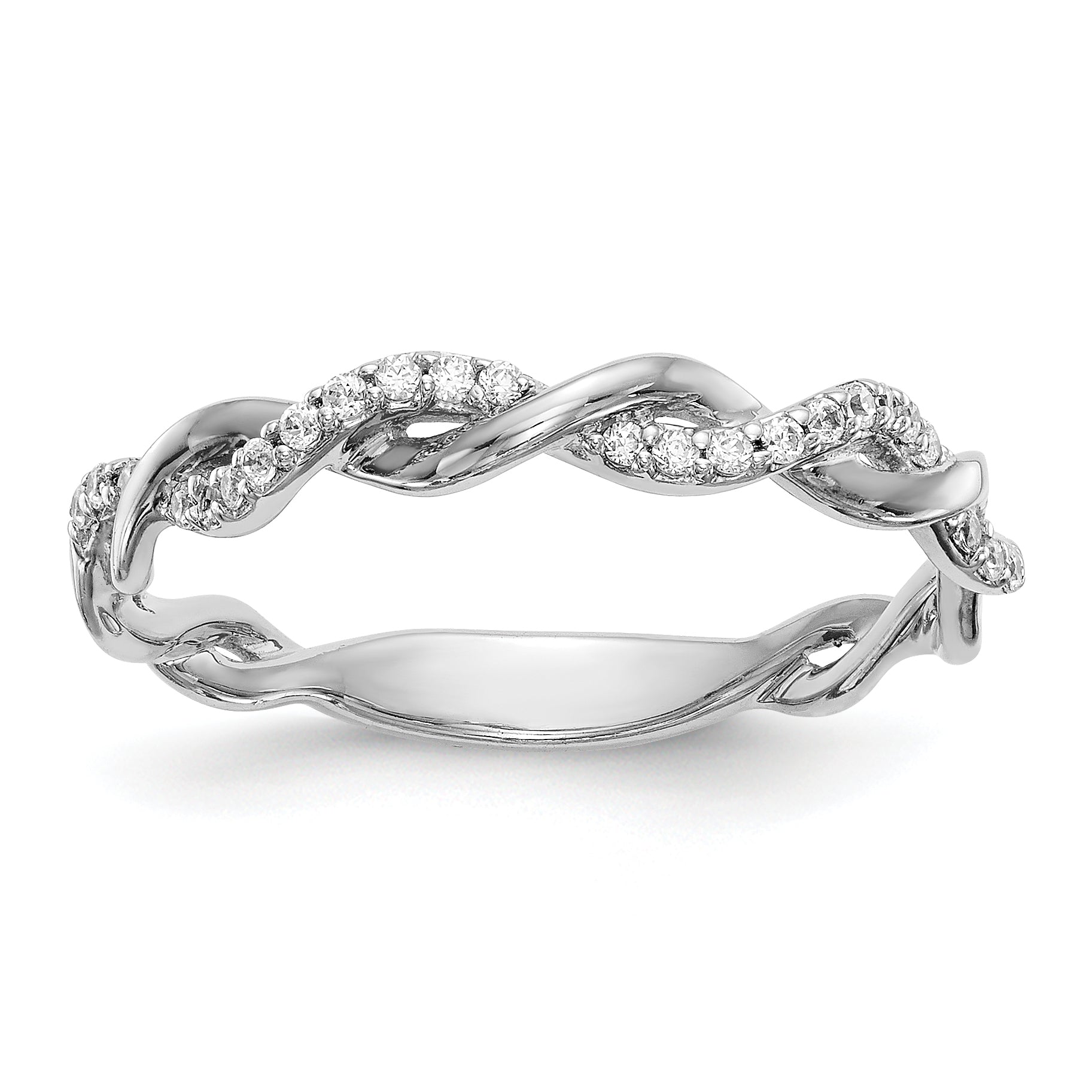 14k White Gold 1/8 carat Lab Grown Diamond VS/SI+ G+ Complete Criss Cross Wedding Band Main image