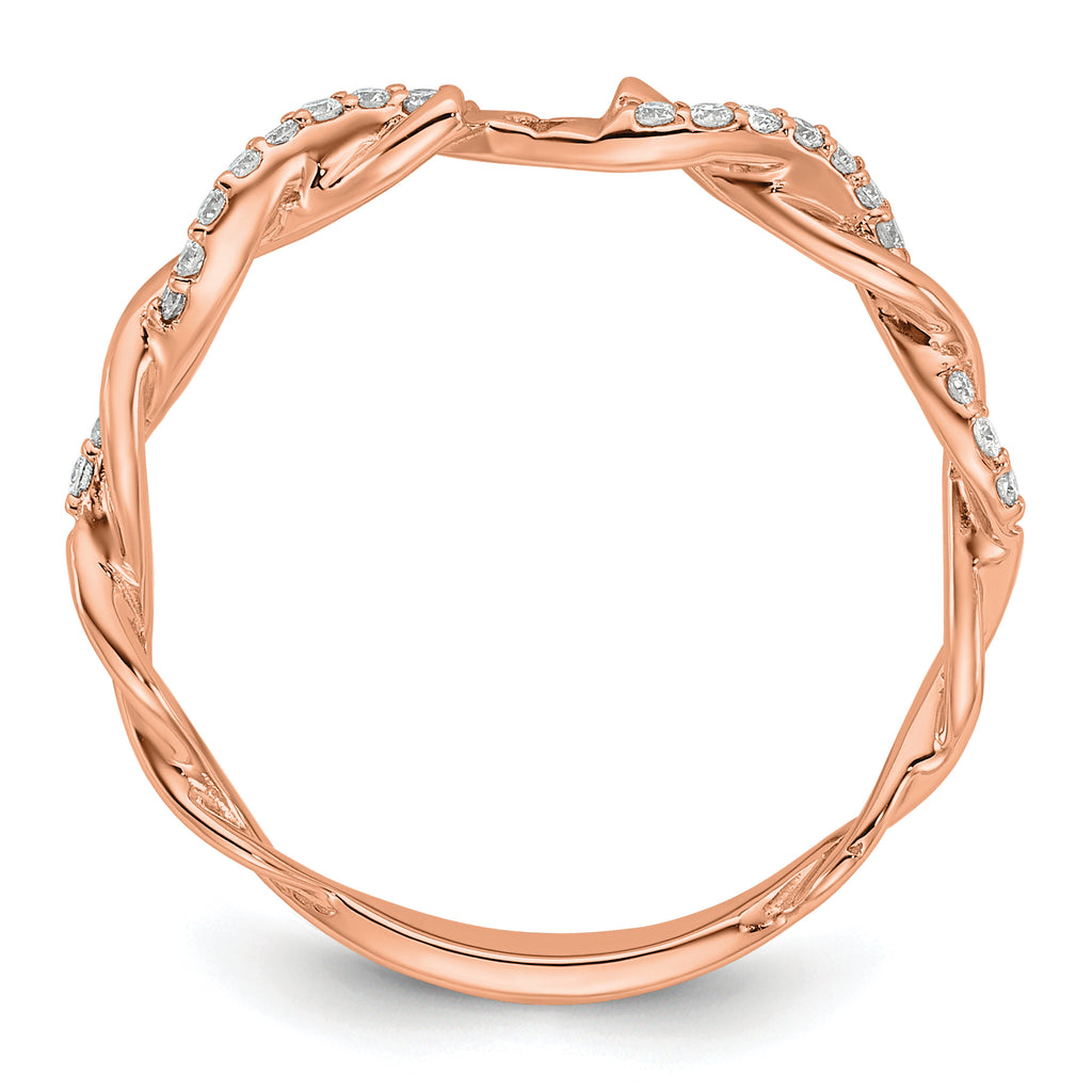 14k Rose Gold 1/10 carat Lab Grown Diamond VS/SI+ G+ Semi Mount Peg Set Criss Cross Engagement Ring