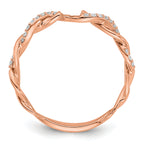 14k Rose Gold 1/10 carat Lab Grown Diamond VS/SI+ G+ Semi Mount Peg Set Criss Cross Engagement Ring