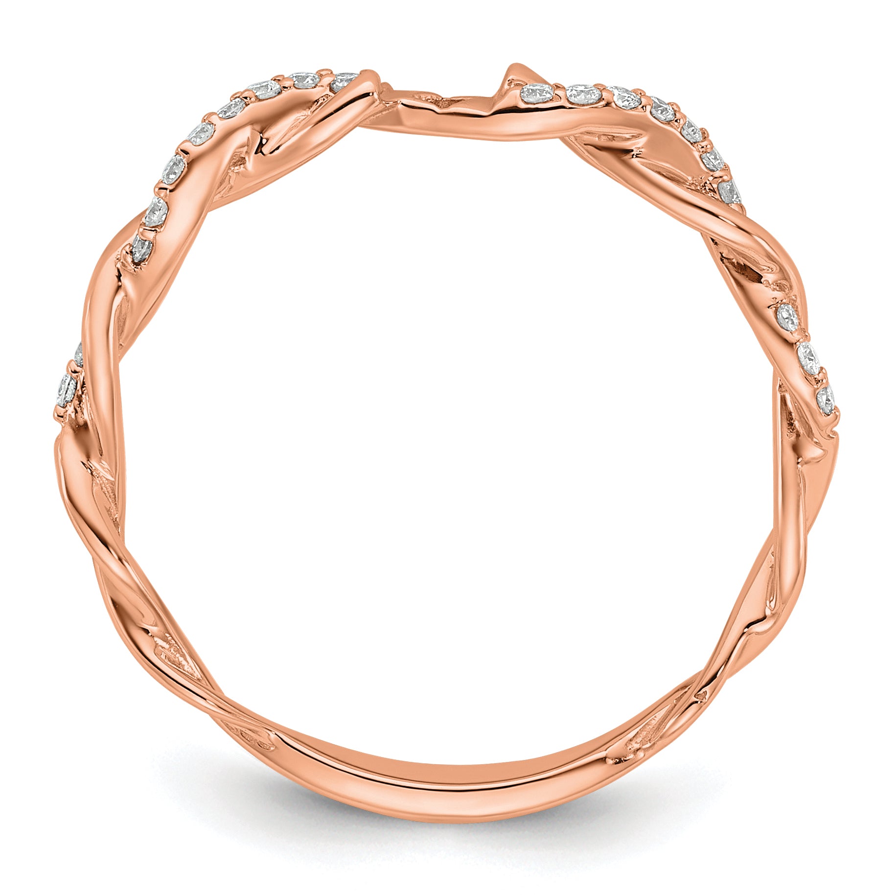 14k Rose Gold 1/10 carat Lab Grown Diamond VS/SI+ G+ Semi Mount Peg Set Criss Cross Engagement Ring