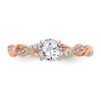 14k Rose Gold 1/10 carat Lab Grown Diamond VS/SI+ G+ Semi Mount Peg Set Criss Cross Engagement Ring