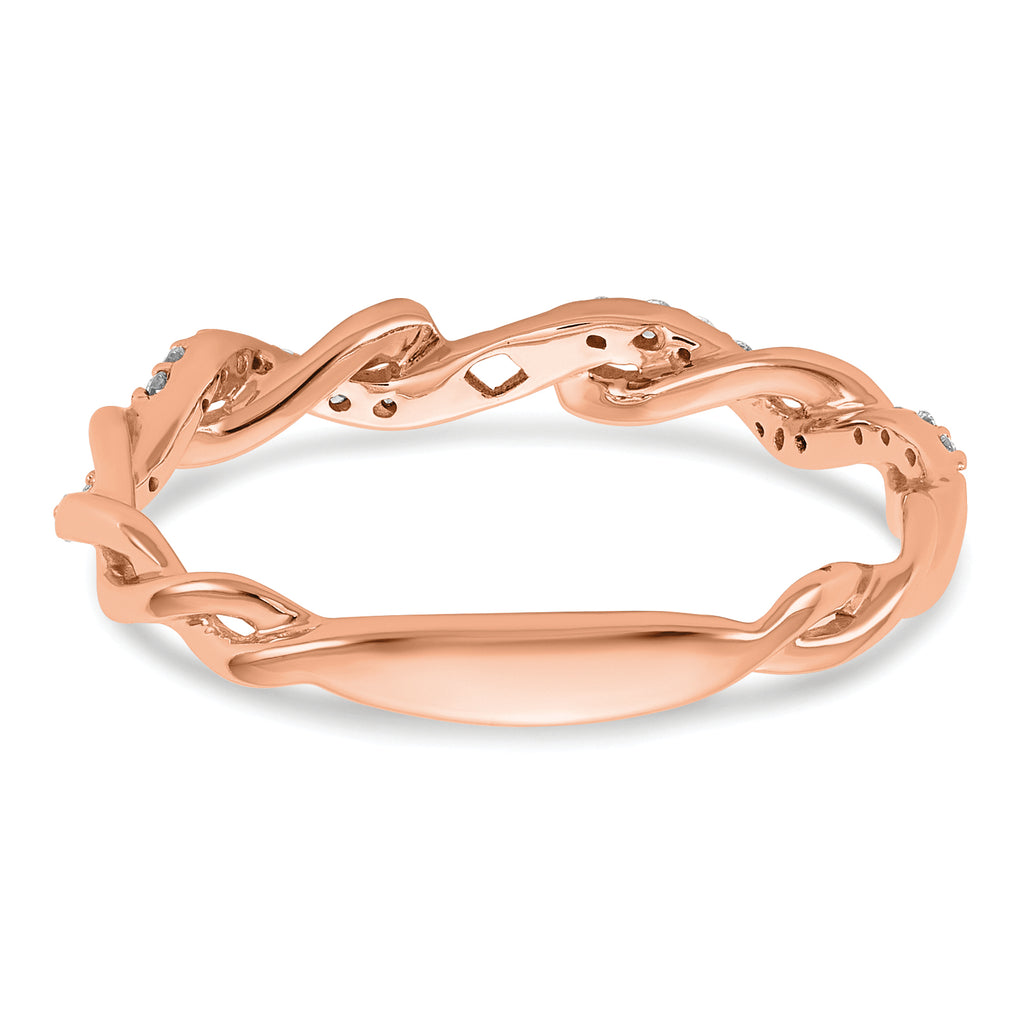 14k Rose Gold 1/10 carat Lab Grown Diamond VS/SI+ G+ Semi Mount Peg Set Criss Cross Engagement Ring
