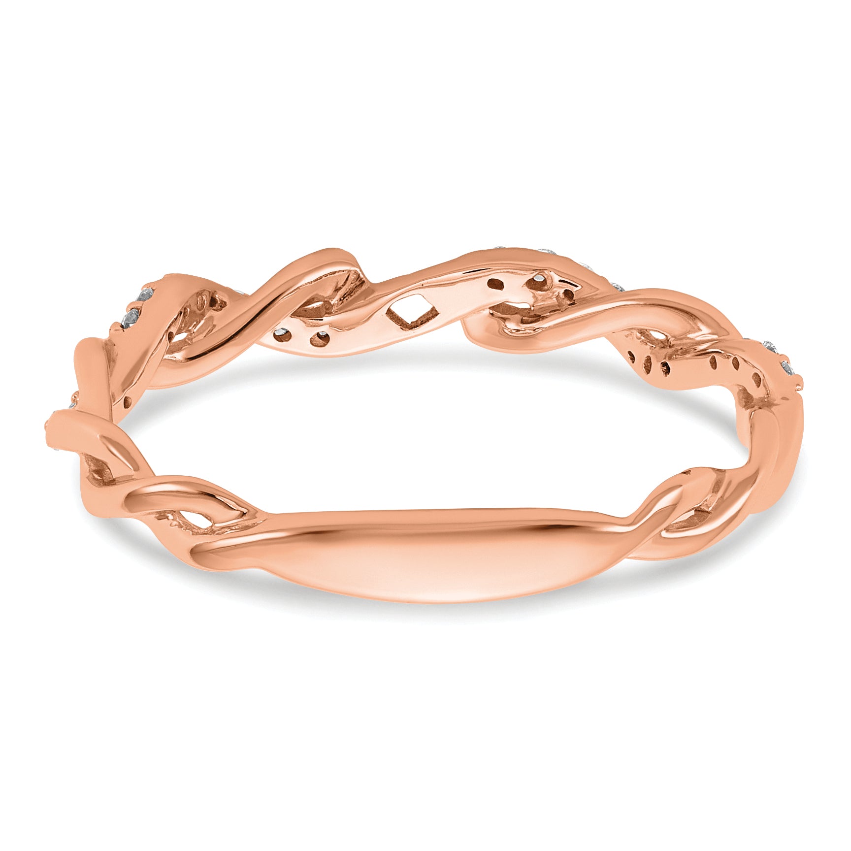 14k Rose Gold 1/10 carat Lab Grown Diamond VS/SI+ G+ Semi Mount Peg Set Criss Cross Engagement Ring