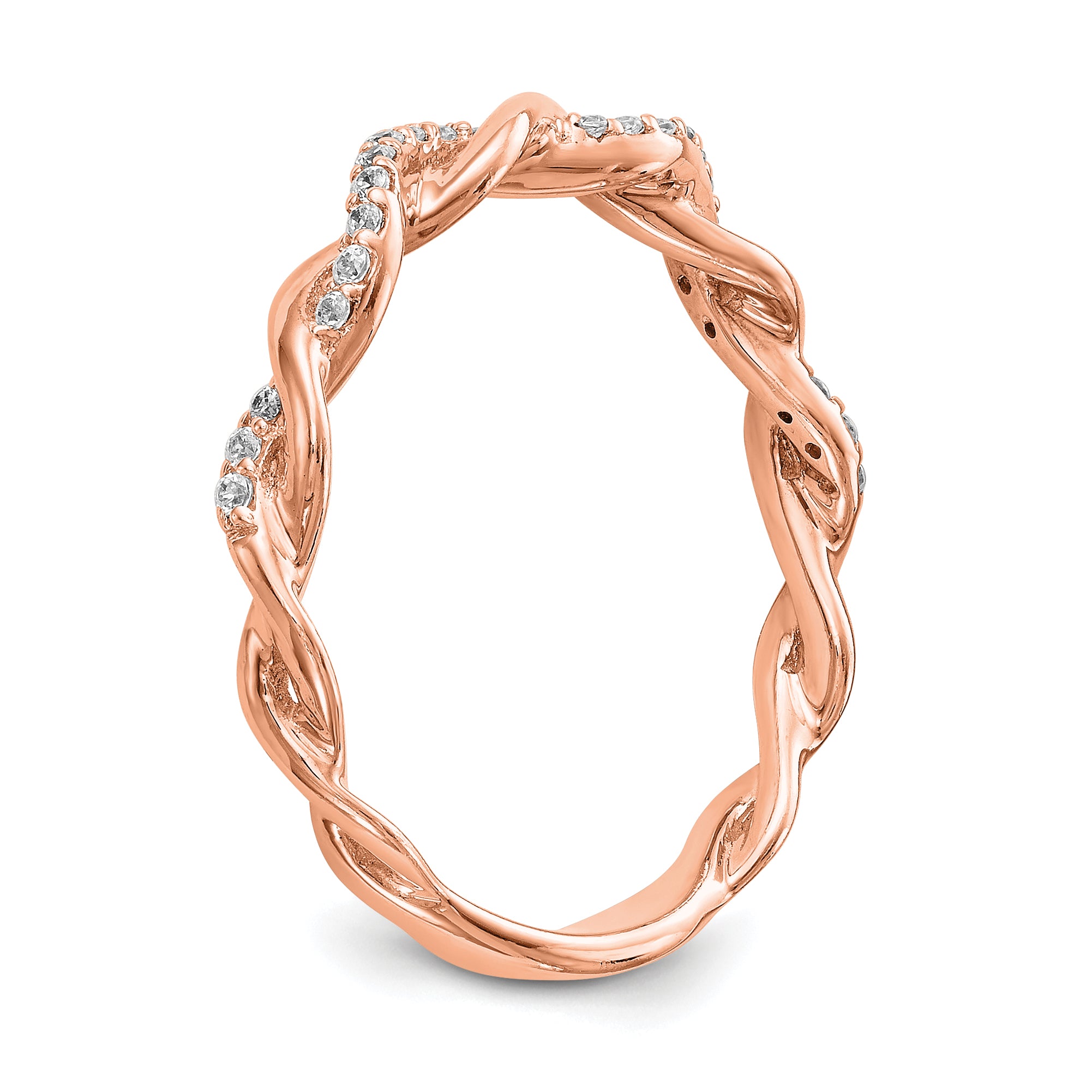 14k Rose Gold 1/10 carat Lab Grown Diamond VS/SI+ G+ Semi Mount Peg Set Criss Cross Engagement Ring