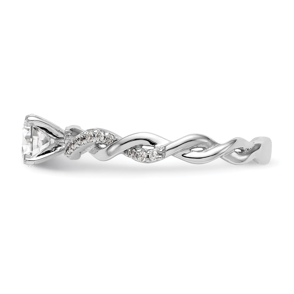 14k White Gold 1/10 carat Lab Grown Diamond VS/SI+ G+ Semi Mount Peg Set Criss Cross Engagement Ring