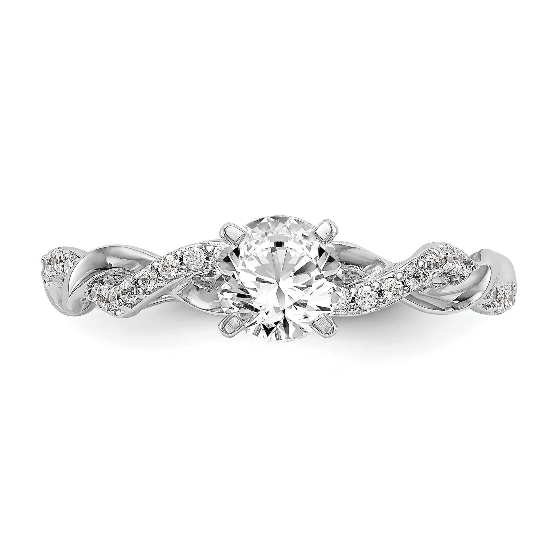 14k White Gold 1/10 carat Lab Grown Diamond VS/SI+ G+ Semi Mount Peg Set Criss Cross Engagement Ring