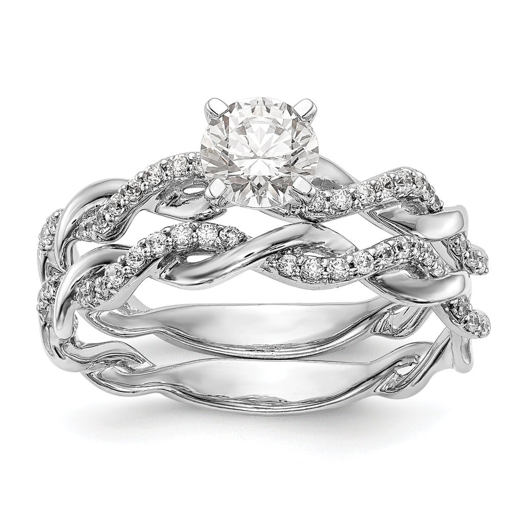 14k White Gold 1/10 carat Lab Grown Diamond VS/SI+ G+ Semi Mount Peg Set Criss Cross Engagement Ring