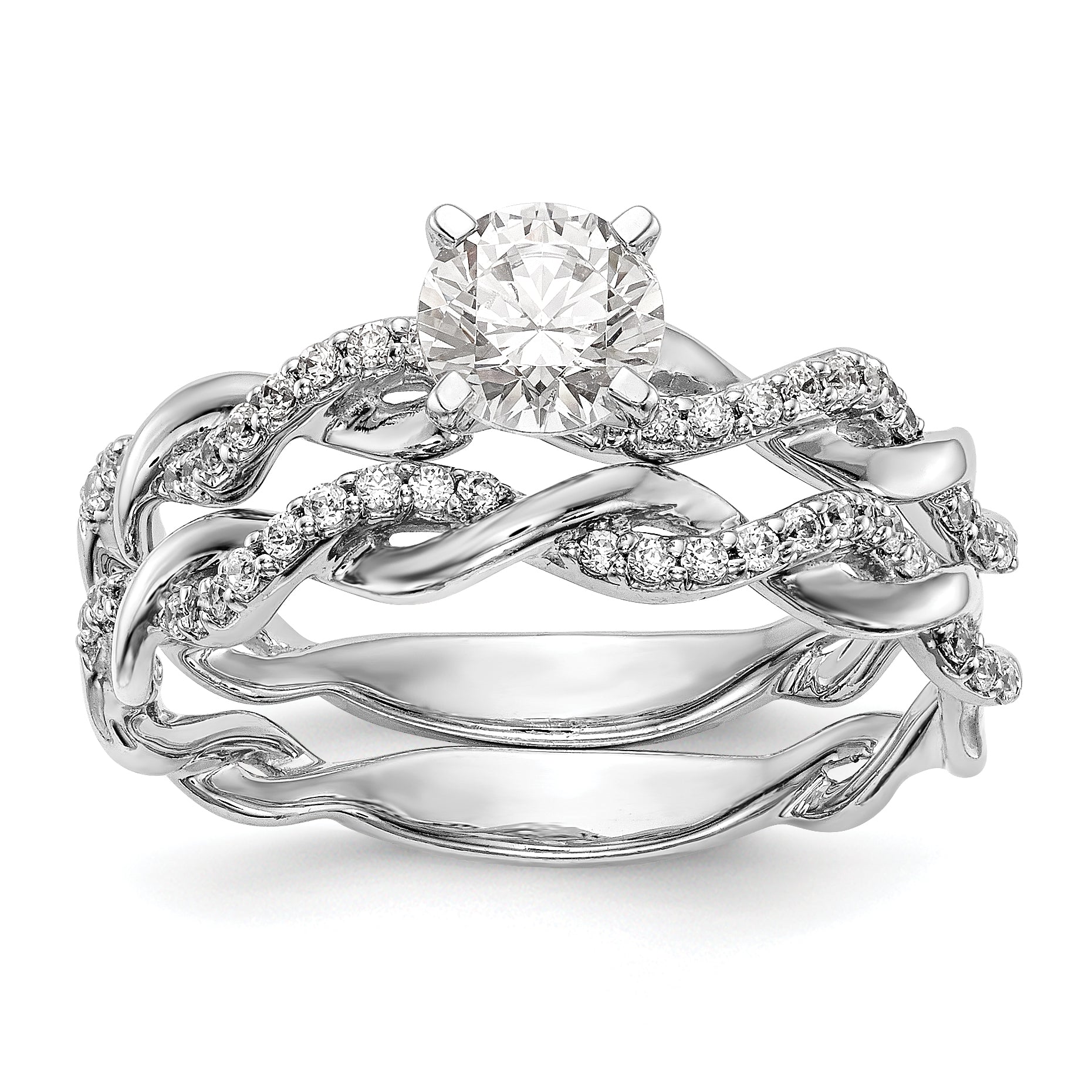 14k White Gold 1/10 carat Lab Grown Diamond VS/SI+ G+ Semi Mount Peg Set Criss Cross Engagement Ring