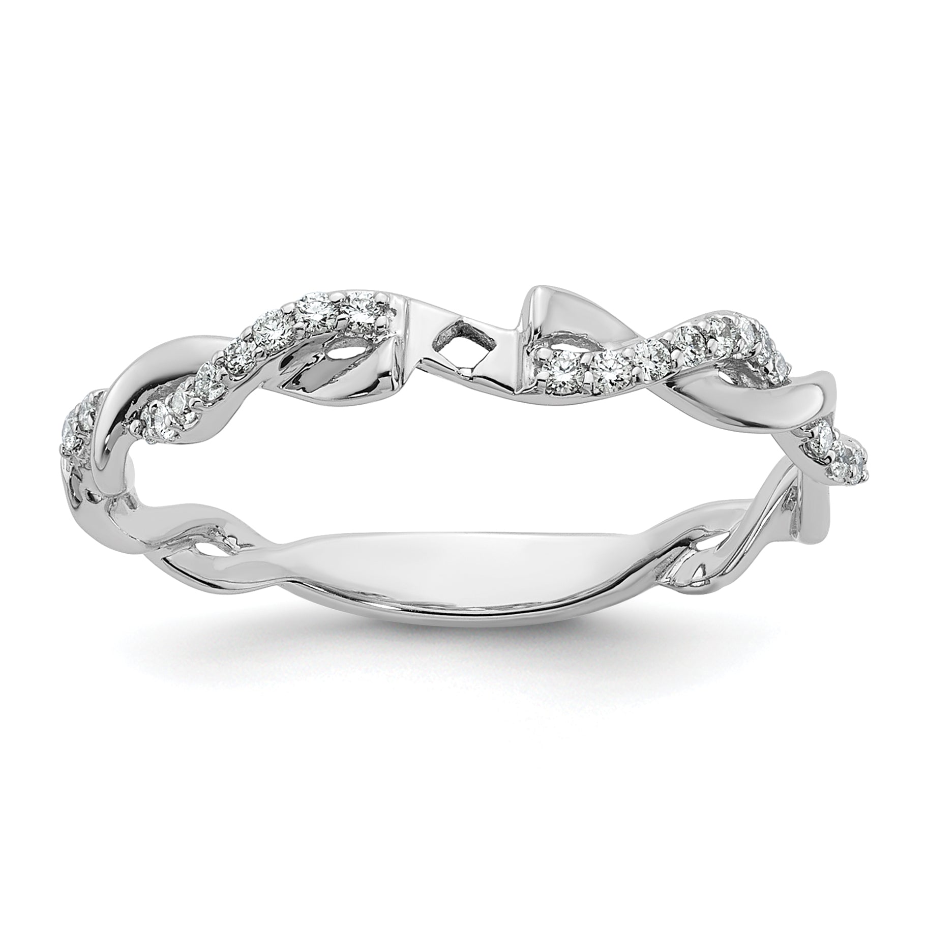 14k White Gold 1/10 carat Lab Grown Diamond VS/SI+ G+ Semi Mount Peg Set Criss Cross Engagement Ring Main image
