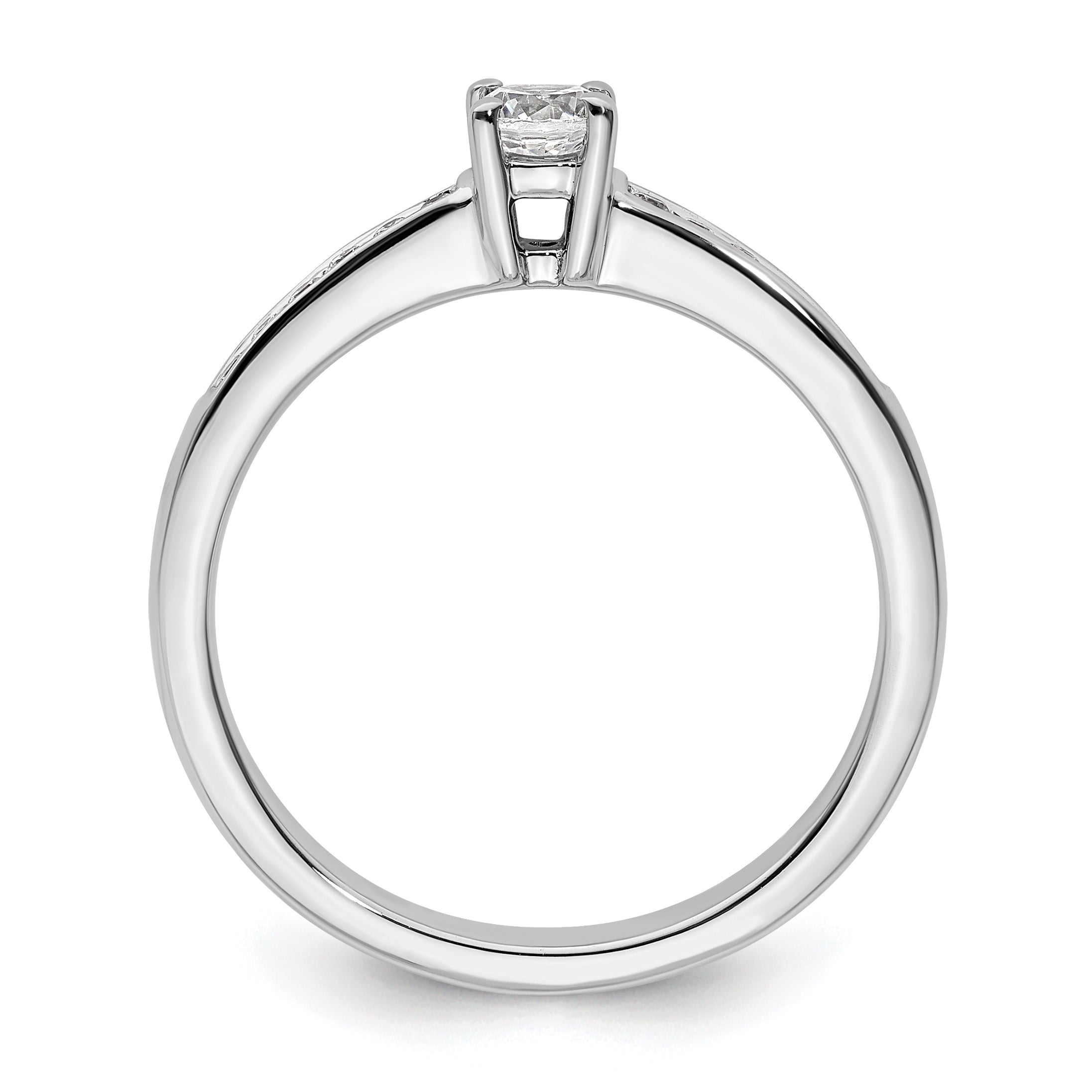 14k White Gold 1/3 carat Lab Grown Diamond VS/SI+ G+ Round Complete Channel Set Shared Prong Engagement Ring Secondary image