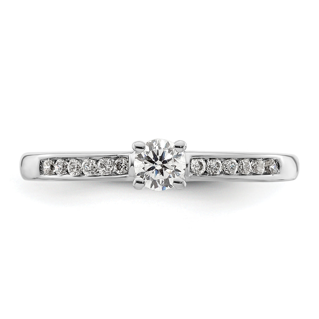14k White Gold 1/3 carat Lab Grown Diamond VS/SI+ G+ Round Complete Channel Set Shared Prong Engagement Ring