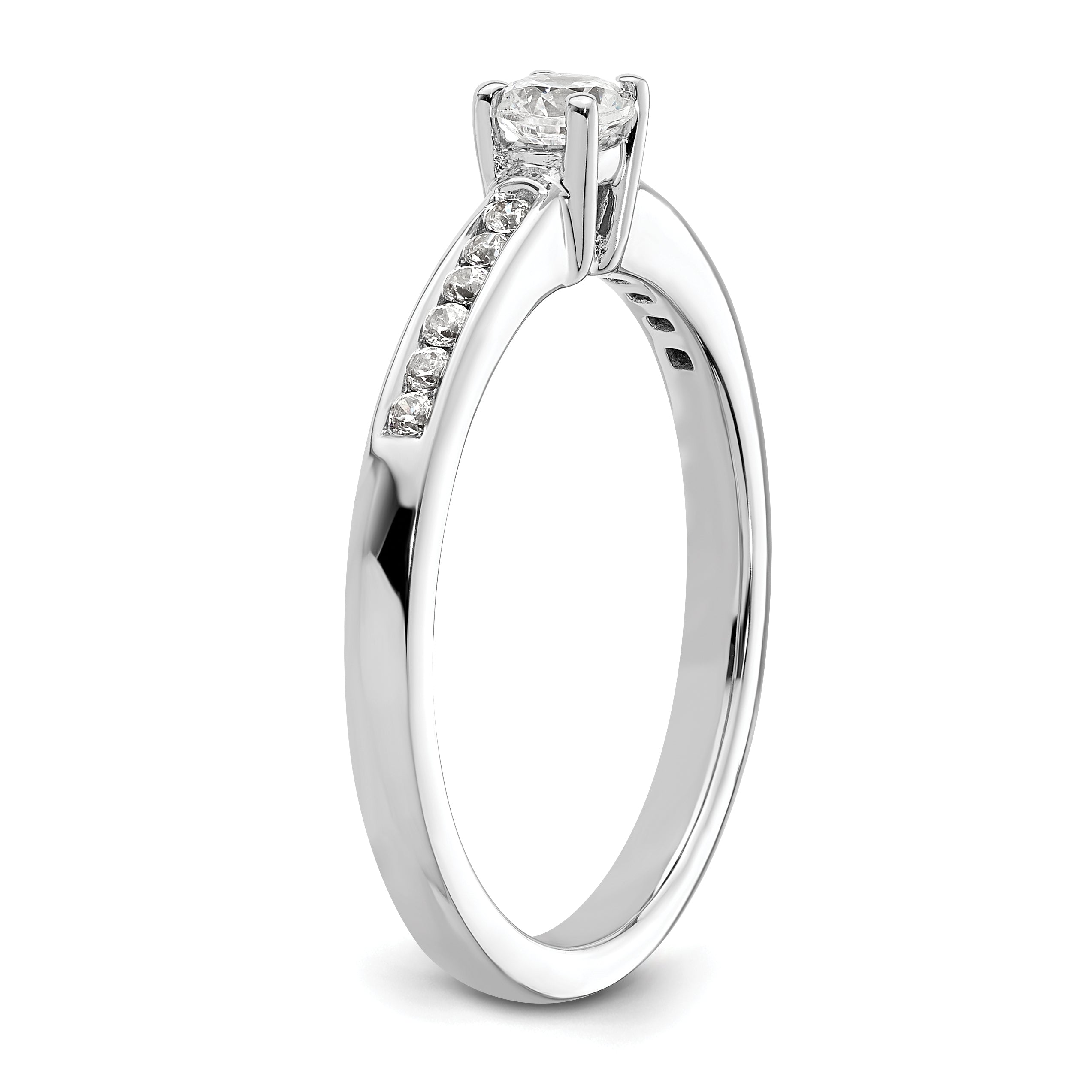 14k White Gold 1/3 carat Lab Grown Diamond VS/SI+ G+ Round Complete Channel Set Shared Prong Engagement Ring