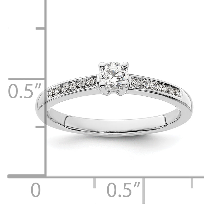 14k White Gold 1/3 carat Lab Grown Diamond VS/SI+ G+ Round Complete Channel Set Shared Prong Engagement Ring