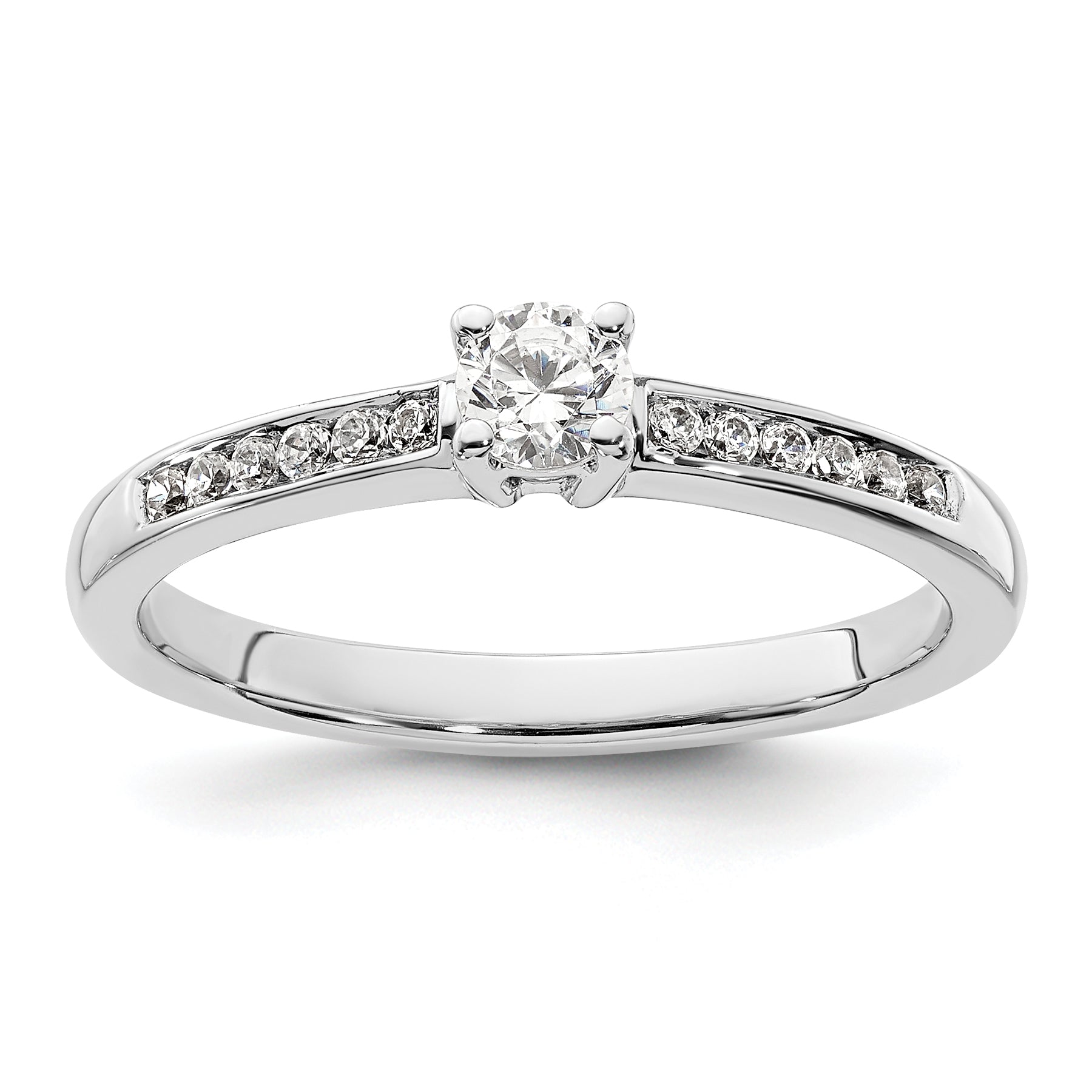 14k White Gold 1/3 carat Lab Grown Diamond VS/SI+ G+ Round Complete Channel Set Shared Prong Engagement Ring Main image