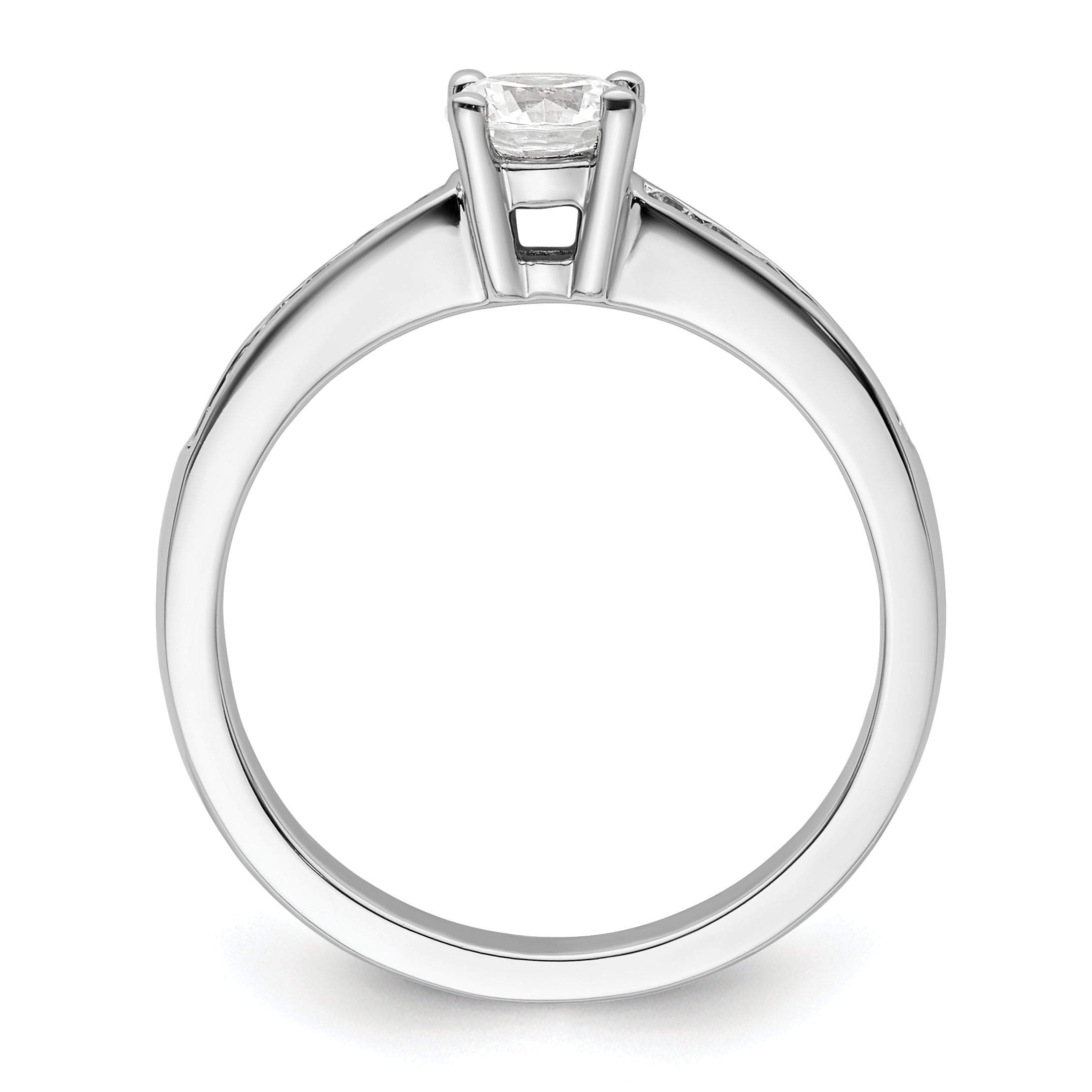 14k White Gold 3/4 carat Lab Grown Diamond VS/SI+ G+ Round Complete Channel Set Shared Prong Engagement Ring Secondary image