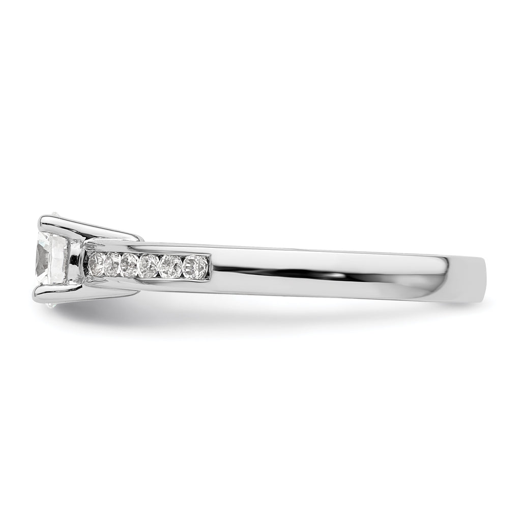 14k White Gold 3/4 carat Lab Grown Diamond VS/SI+ G+ Round Complete Channel Set Shared Prong Engagement Ring
