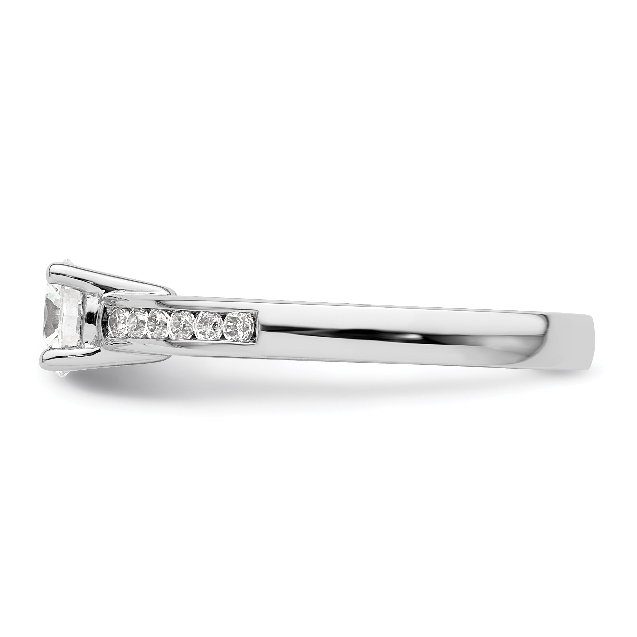 14k White Gold 3/4 carat Lab Grown Diamond VS/SI+ G+ Round Complete Channel Set Shared Prong Engagement Ring