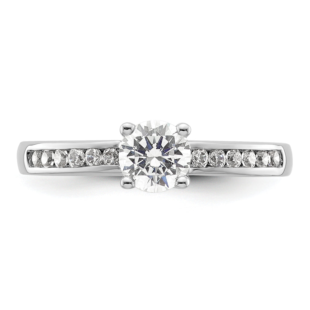 14k White Gold 3/4 carat Lab Grown Diamond VS/SI+ G+ Round Complete Channel Set Shared Prong Engagement Ring