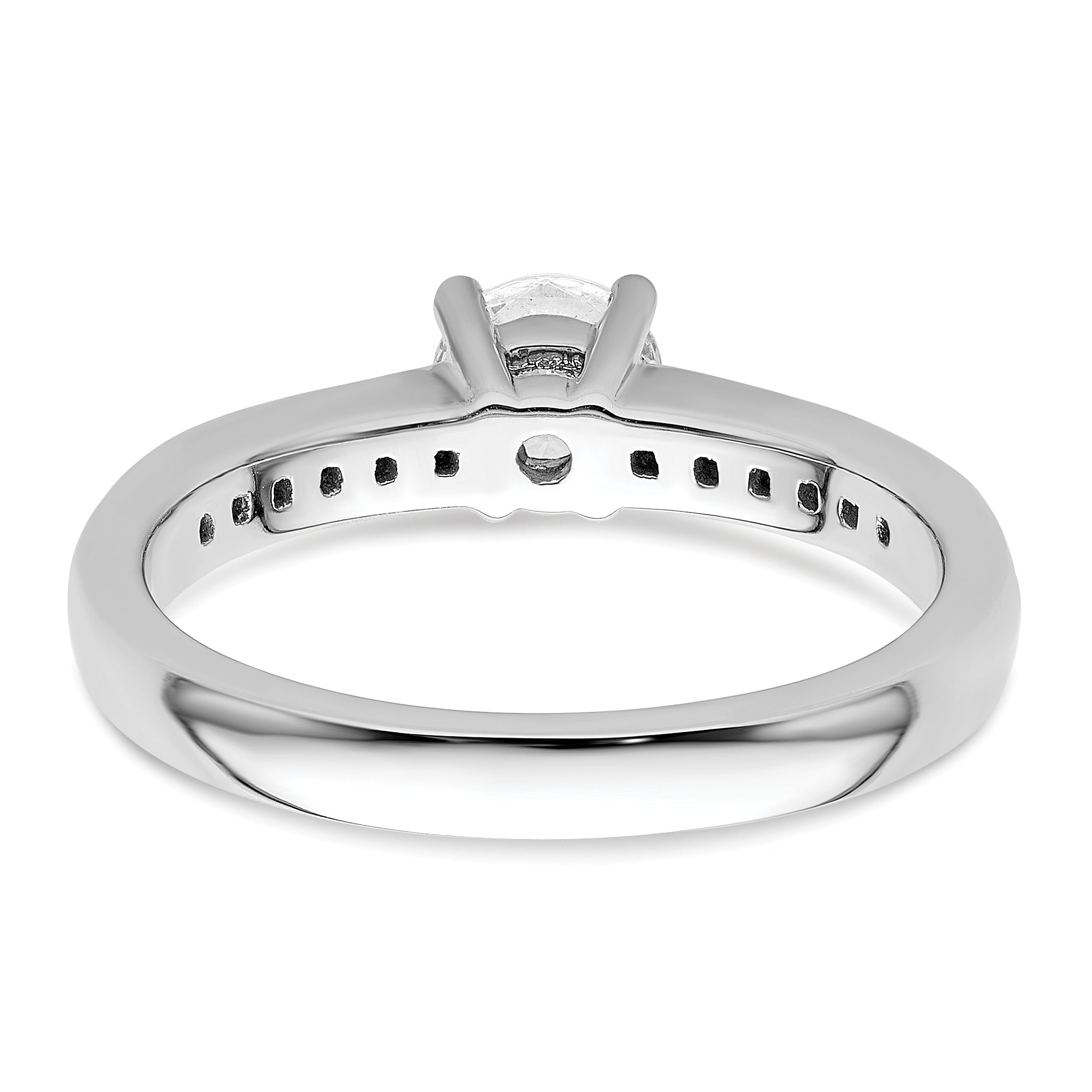 14k White Gold 3/4 carat Lab Grown Diamond VS/SI+ G+ Round Complete Channel Set Shared Prong Engagement Ring