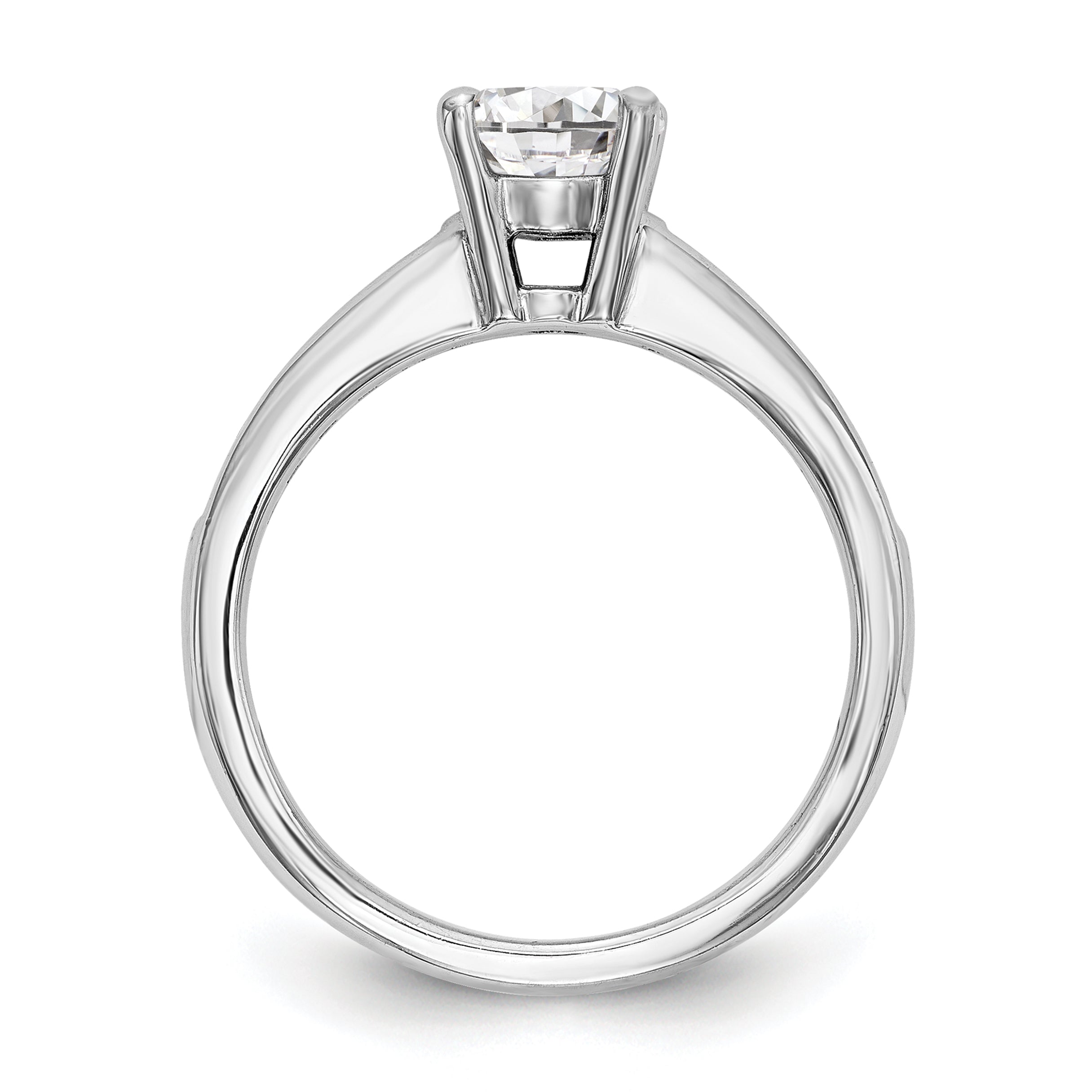 14k White Gold 1/4 carat Lab Grown Diamond VS/SI+ G+ 1 carat Center Round Semi Mount Channel Set Shared Prong Engagement Ring