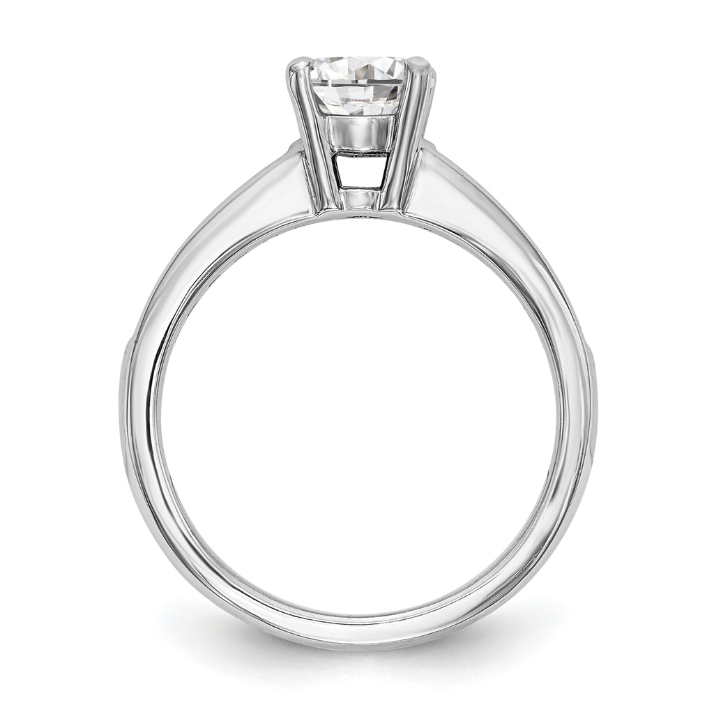 14k White Gold 1/4 carat Lab Grown Diamond VS/SI+ G+ 1 carat Center Round Semi Mount Channel Set Shared Prong Engagement Ring