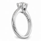 14k White Gold 1/4 carat Lab Grown Diamond VS/SI+ G+ 1 carat Center Round Semi Mount Channel Set Shared Prong Engagement Ring