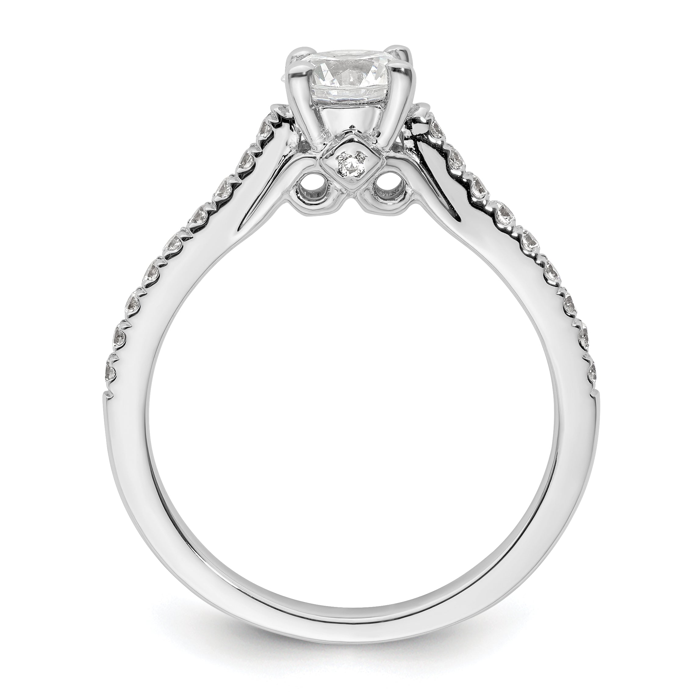 14k White Gold 1/4 carat Lab Grown Diamond VS/SI+ G+ 3/4 carat Center Round Semi Mount Engagement Ring Secondary image
