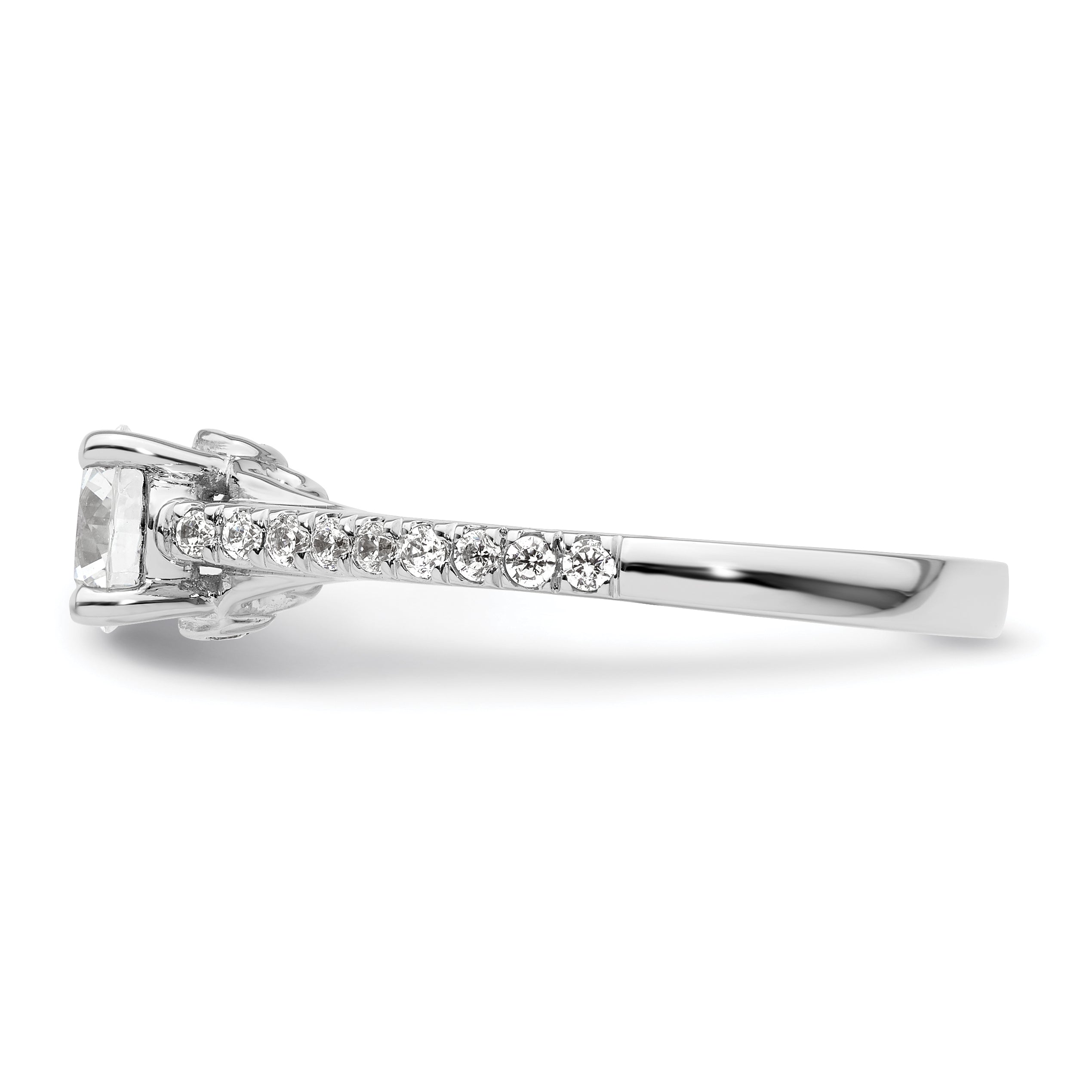 14k White Gold 1/4 carat Lab Grown Diamond VS/SI+ G+ 3/4 carat Center Round Semi Mount Engagement Ring
