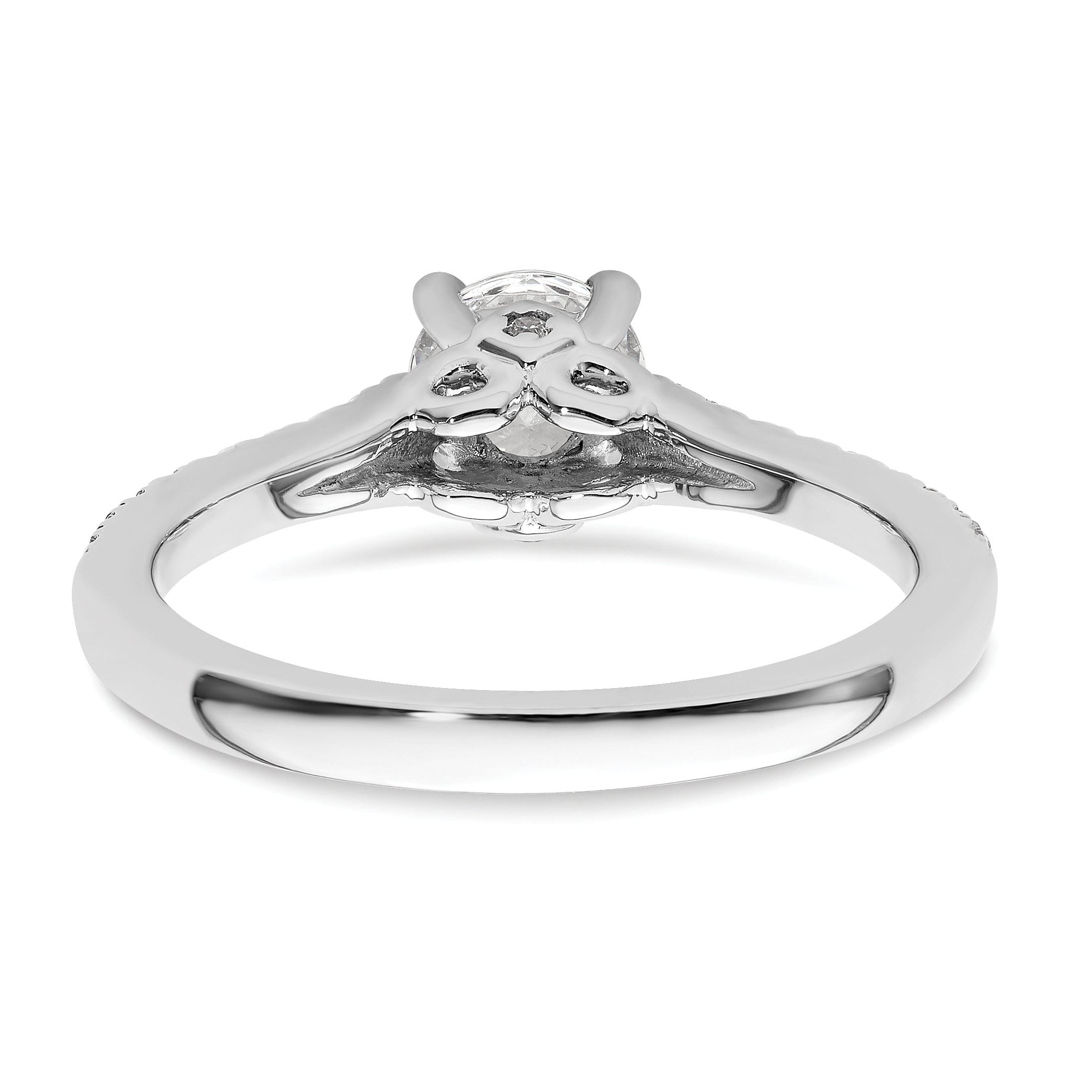 14k White Gold 1/4 carat Lab Grown Diamond VS/SI+ G+ 3/4 carat Center Round Semi Mount Engagement Ring