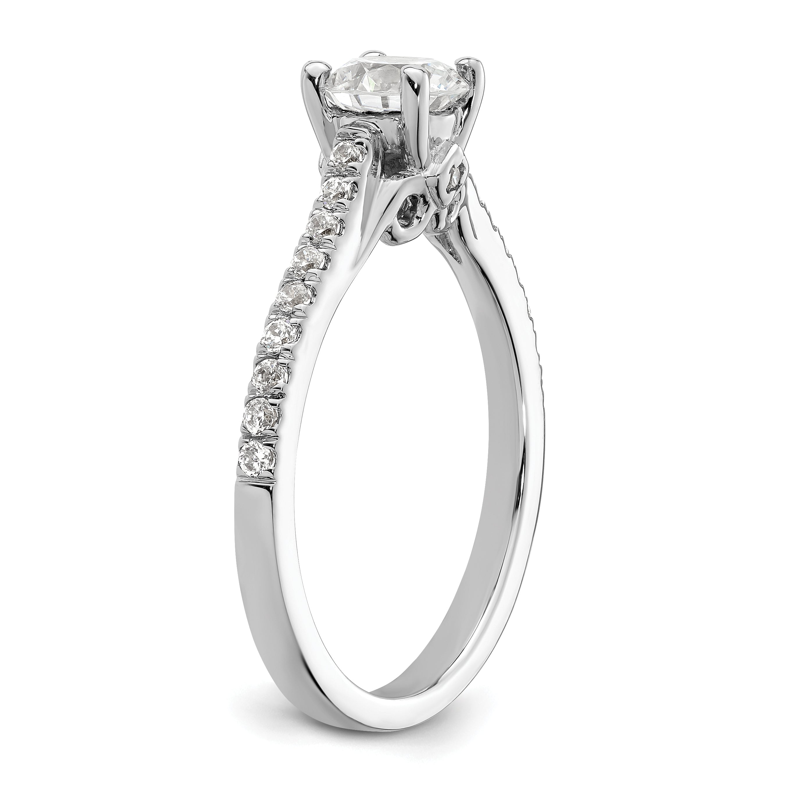 14k White Gold 1/4 carat Lab Grown Diamond VS/SI+ G+ 3/4 carat Center Round Semi Mount Engagement Ring