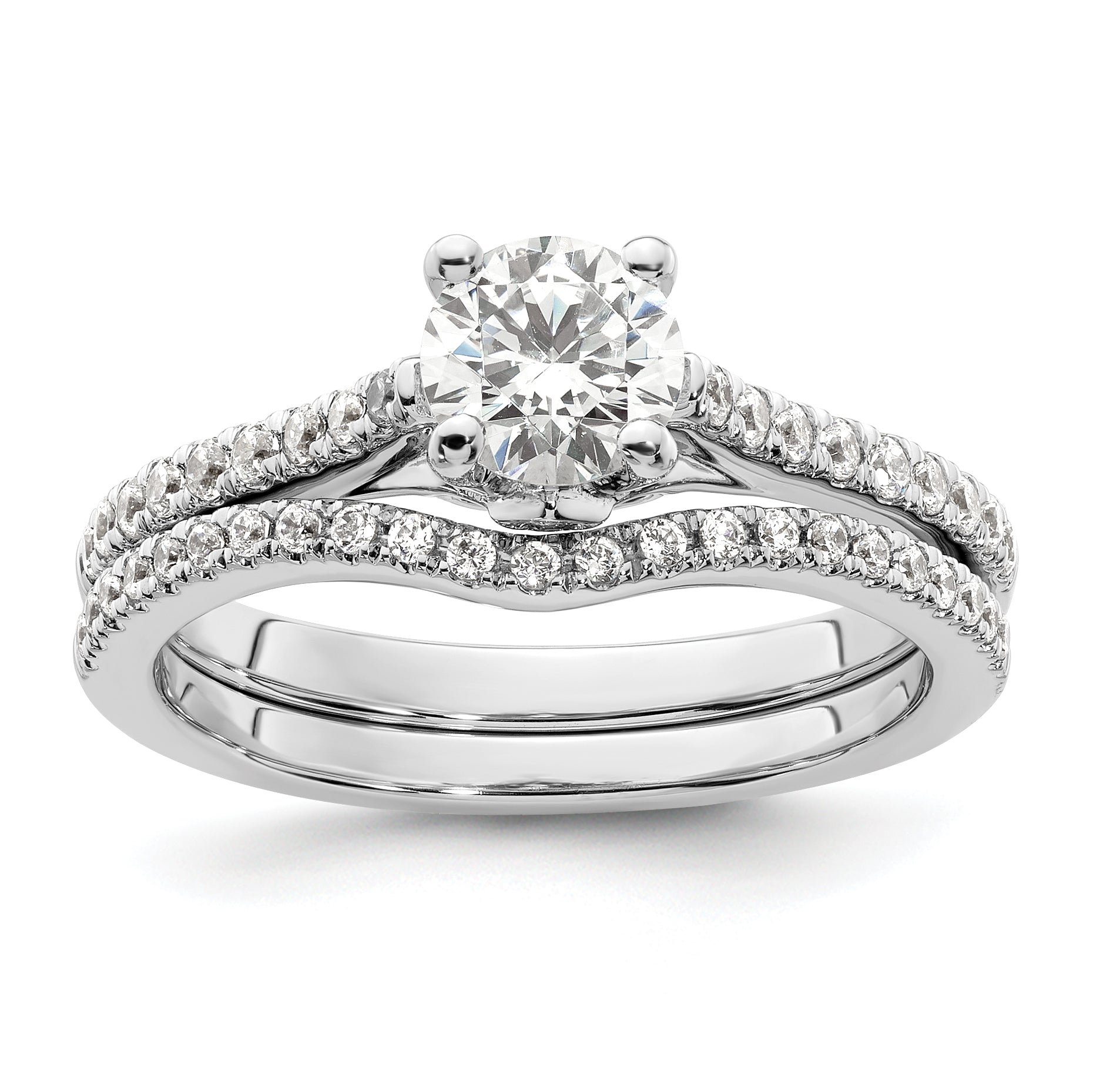 14k White Gold 1/4 carat Lab Grown Diamond VS/SI+ G+ 3/4 carat Center Round Semi Mount Engagement Ring