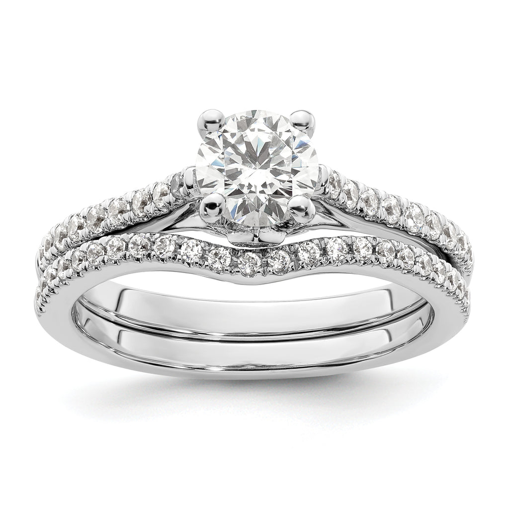 14k White Gold 1/4 carat Lab Grown Diamond VS/SI+ G+ 3/4 carat Center Round Semi Mount Engagement Ring