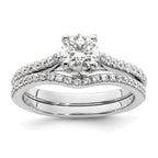 14k White Gold 1/4 carat Lab Grown Diamond VS/SI+ G+ 3/4 carat Center Round Semi Mount Engagement Ring